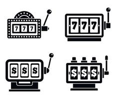 Casino slot machine icons set, simple style vector