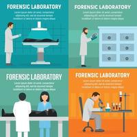 conjunto de banners de laboratorio forense, estilo plano vector