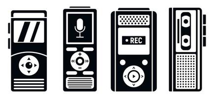 Dictaphone recorder icons set, simple style vector