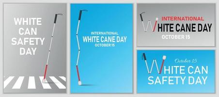 White cane safety banner set, realistic style vector