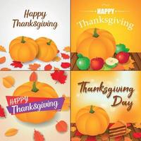 Autumn thanksgiving day banner set, isometric style vector