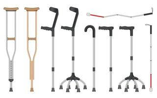 Crutches icon set, realistic style vector