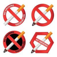conjunto de iconos de no fumar, estilo realista vector