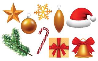 Happy xmas icon set, realistic style vector