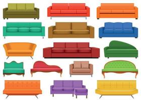 conjunto de maquetas de sofás, sillas, sofás, estilo realista vector