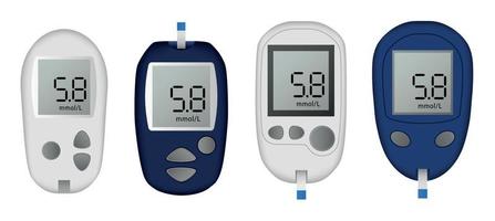 Glucose meter icon set, realistic style vector