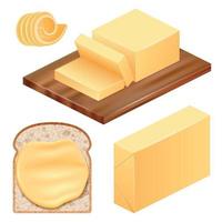 Butter icon set, realistic style vector