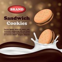 Cookies biscuit vertical banner, realistic style vector