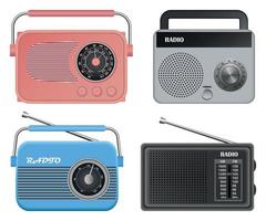 Radio music old device mockup set, realistic style vector