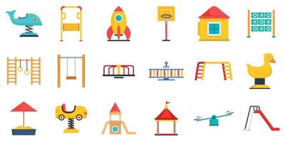 Kid playground icon set, flat style vector