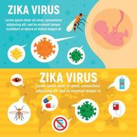 Zika virus banner set, flat style vector