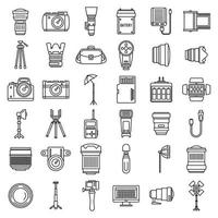 Photo equipment icons set, outline style vector