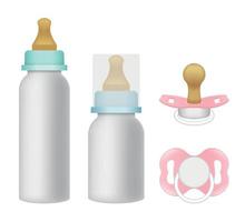 Pacifier icons set, realistic style vector