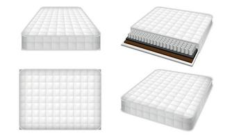 Mattress icon set, realistic style vector