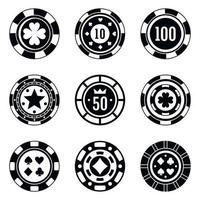 Poker casino chips icons set, simple style vector