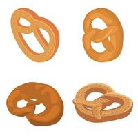 Pretzel oktoberfest icons set, isometric style vector