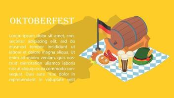 October fest beer banner concept, isometric style vector