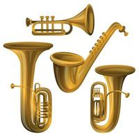 Trumpet icons set, cartoon style