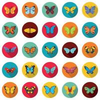 Butterfly icons set, flat style vector