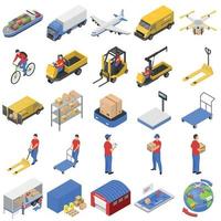 Logistic delivery icons set, isometric style vector