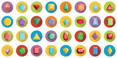 Jewel icons set, flat style vector