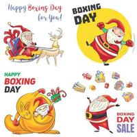 Boxing Day banner set, cartoon style vector