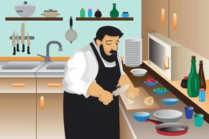 Cooker man concept background, cartoon style vector