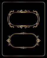 vintage frame, oval shape with gold color, vector design