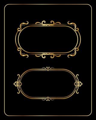vintage frame, oval shape with gold color, vector design