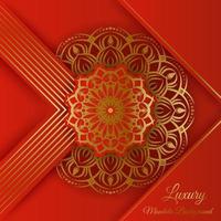 luxury background vector, with mandala, red and gold vector