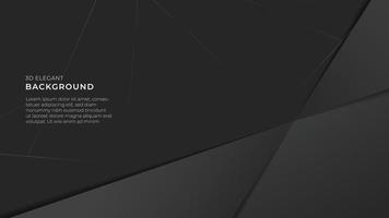 Realistic black triangle vector background. Overlap gradient dark layer with shadow, premium concept. Vector illustration