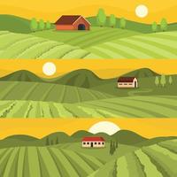 Vineyard wine banner horizontal set, flat style vector