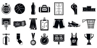 Sport basketball equipment icons set, simple style
