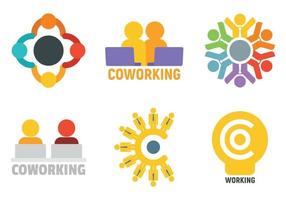 Coworking logo set, flat style vector