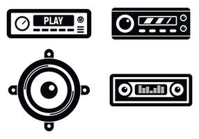 Car audio system icons set, simple style vector
