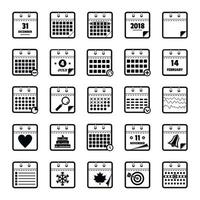 Calendar icons set, simple style vector