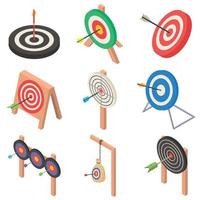 Target with arrow icons set, isometric style vector