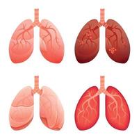 Lung icons set, cartoon style vector