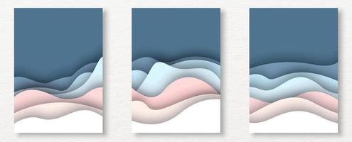 Set abstract texture in water shape and pastel colors tone on blue background. All in paper cut out with layers style and vector design.