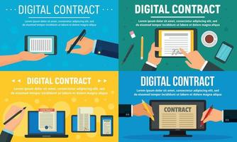 Digital contract banner set, flat style vector