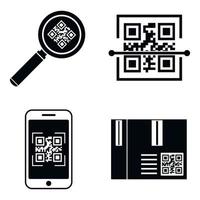 QR code mobile icons set, simple style vector