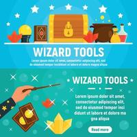 Wizard tools banner set, flat style vector