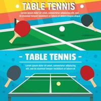 Table tennis playing banner set, flat style vector