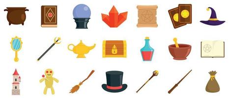 Wizard tools icons set, flat style vector