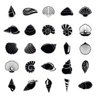 Sea shell icons set, simple style vector