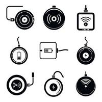 Wireless charger phone icons set, simple style vector