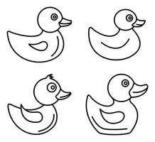 Duck icons set, outline style vector