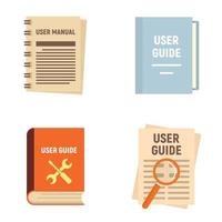 User guide icons set, flat style vector