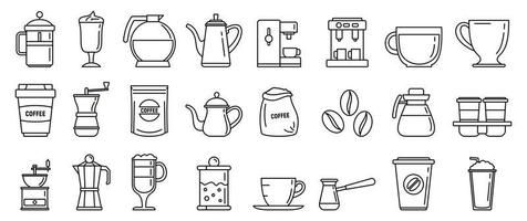 conjunto de iconos de café barista, estilo de contorno vector
