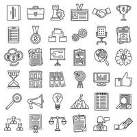 Corporate governance training icons set, outline style vector